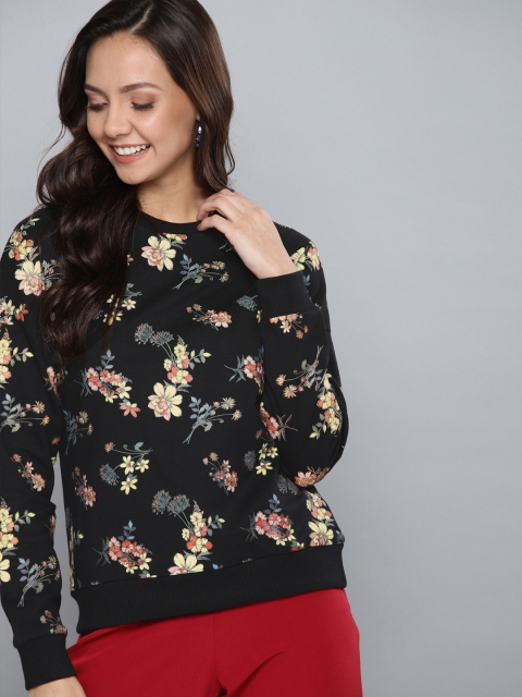 

Mast & Harbour Women Black & Yellow Printed Sweatshirt