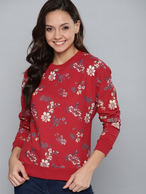 

Mast & Harbour Women Red & Off-White Printed Sweatshirt