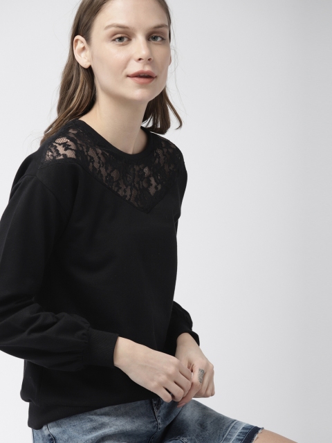 

Mast & Harbour Women Black Solid Sweatshirt