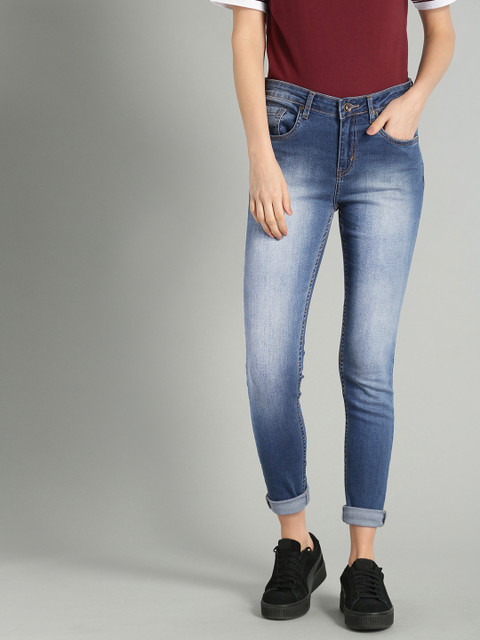 

The Roadster Lifestyle Co Women Blue Skinny Fit Mid-Rise Clean Look Stretchable Jeans