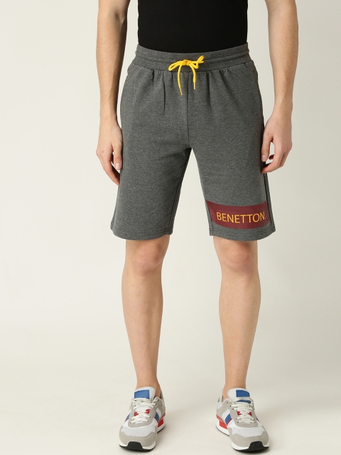 

United Colors of Benetton Men Charcoal Grey Solid Regular Fit Shorts