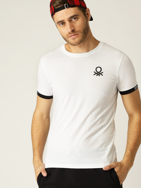 

United Colors of Benetton Men White Solid T-shirt