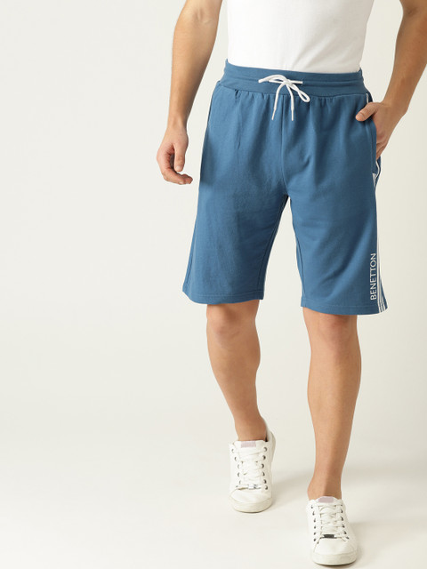

United Colors of Benetton Men Blue Solid Regular Fit Shorts