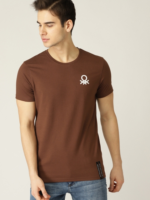 

United Colors of Benetton Men Brown Solid T-shirt