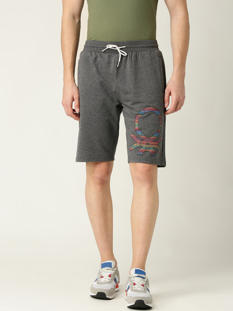 

United Colors of Benetton Men Charcoal Grey Solid Regular Fit Shorts