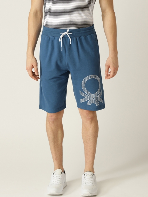 

United Colors of Benetton Men Blue Solid Regular Fit Regular Shorts