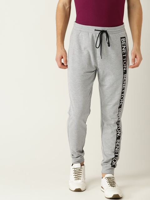 

United Colors of Benetton Men Grey Melange Solid Joggers