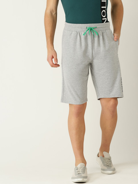 

United Colors of Benetton Men Grey Melange Solid Regular Fit Shorts
