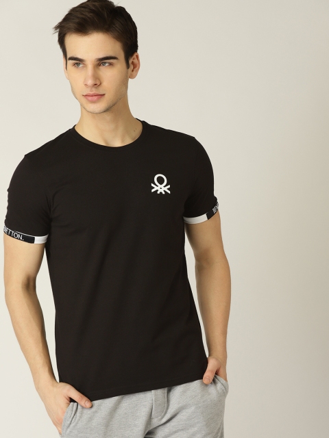 United Colors of Benetton Men Black Solid T-shirt