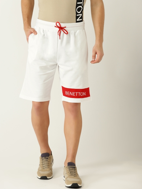 

United Colors of Benetton Men White & Red Solid Regular Fit Shorts
