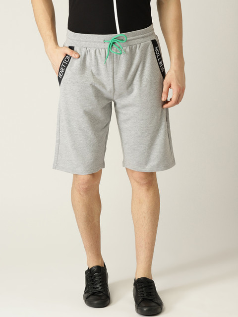 

United Colors of Benetton Men Grey Melange Solid Regular Fit Regular Shorts