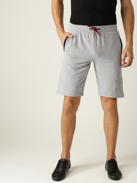 

United Colors of Benetton Men Grey Melange Solid Regular Fit Regular Shorts