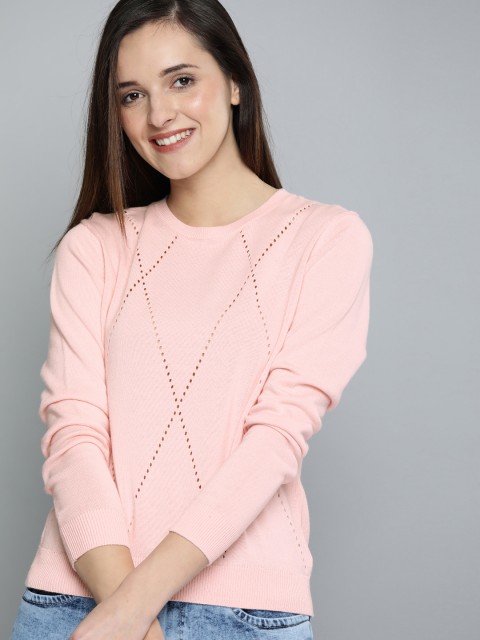 

Mast & Harbour Women Pink Self Design Sweater