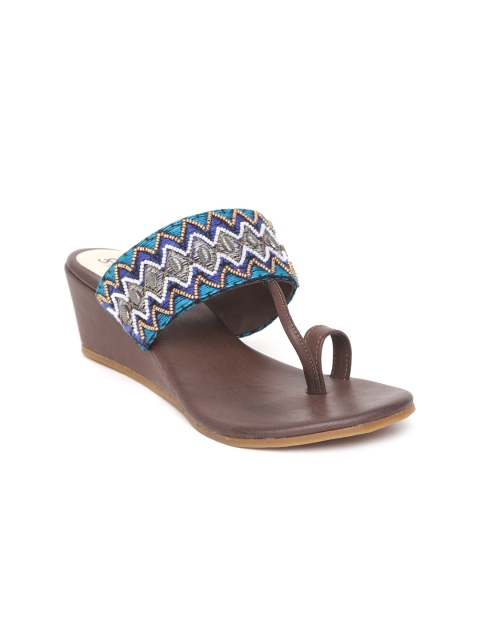 

Crave Connect Women Blue & Brown Woven Design Heels