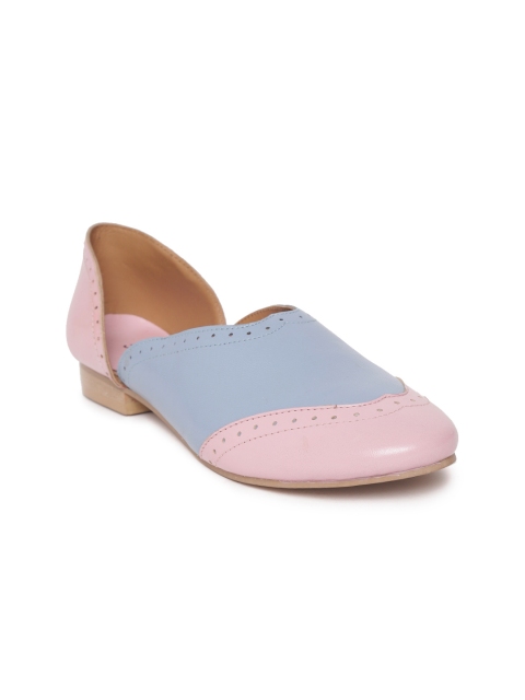 

Crave Connect Women Blue & Pink Colourblocked Leather Flats
