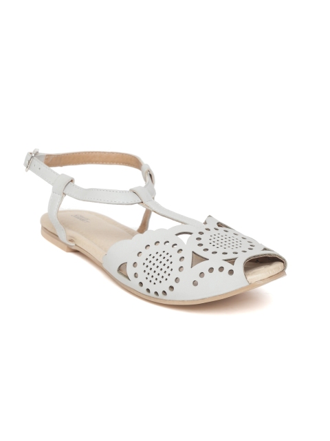 

Crave Connect Women Grey Laser Cut Peep Toe Flats