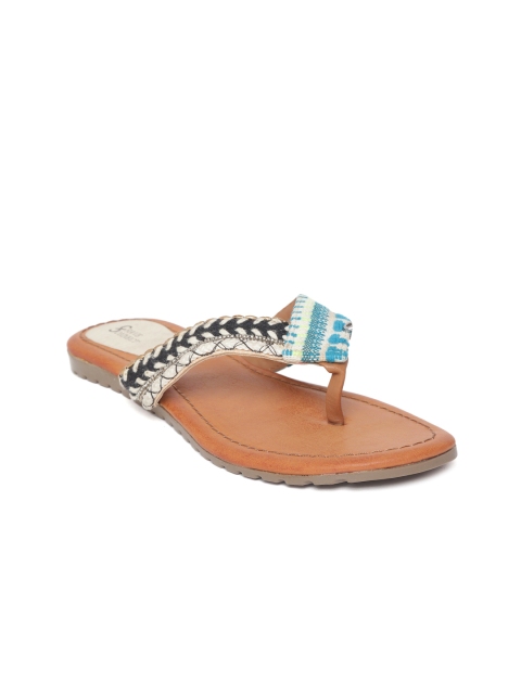 

Crave Connect Women Off-White & Blue Woven Design Open Toe Flats
