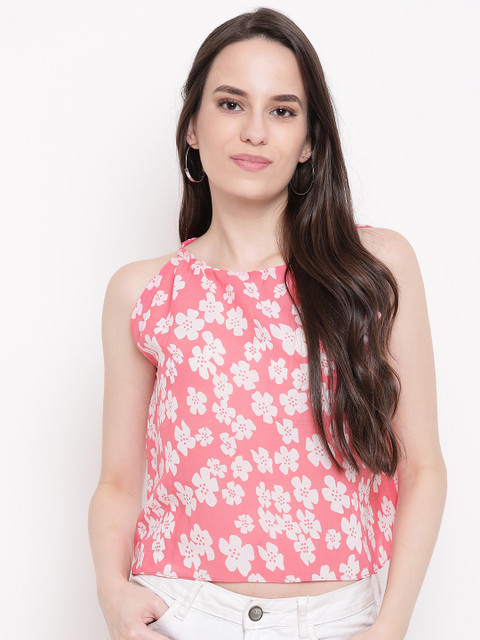 

PRIYANKA CHOUDHARY Women Pink and White Printed Top