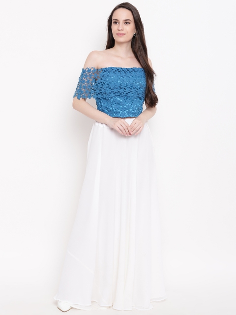

PRIYANKA CHOUDHARY Women Blue and White Clothing Set
