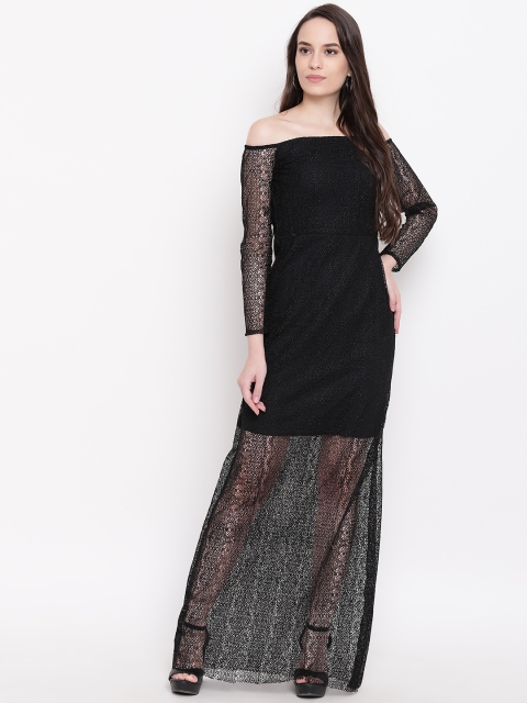 

PRIYANKA CHOUDHARY Women Black Lace Maxi Dress