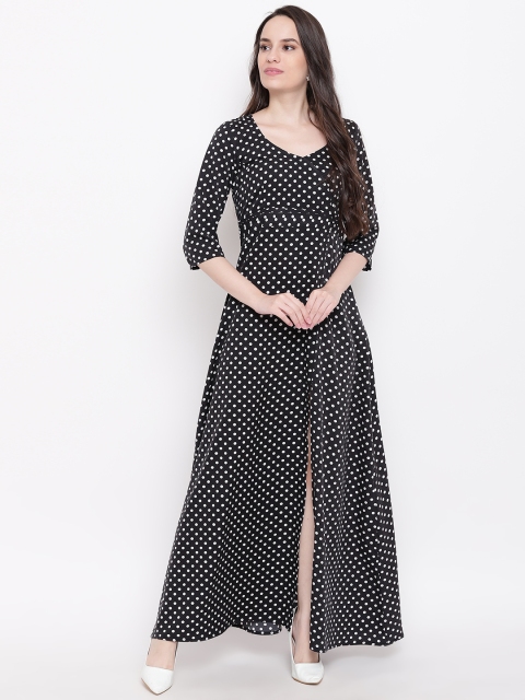 

PRIYANKA CHOUDHARY Women Black & White Polka Dot Print Maxi Dress