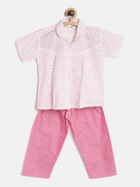 

BownBee Girls Pink & White Printed Night suit BNS042PI06