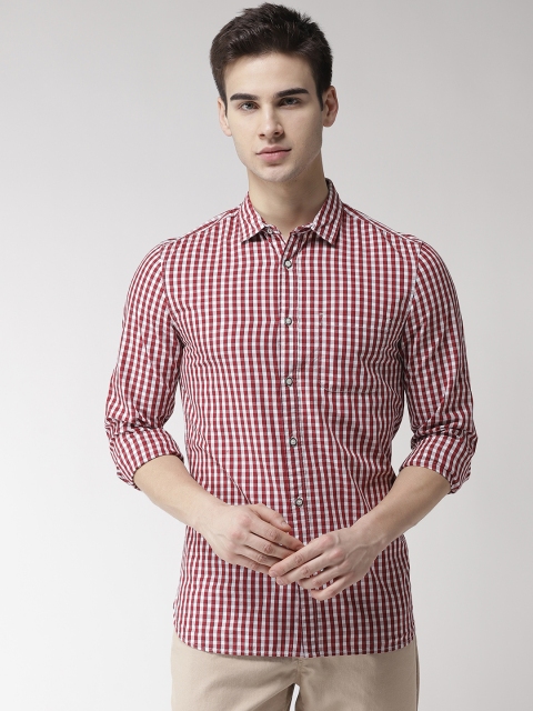 

Marks & Spencer Men Red & White Slim Fit Checked Casual Shirt
