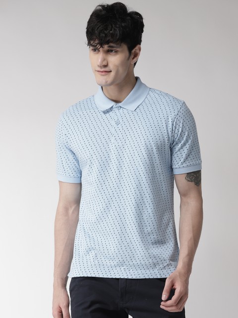 

Marks & Spencer Men Blue Printed Polo Collar T-shirt