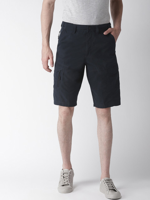 

Marks & Spencer Men Navy Blue Solid Regular Fit Cargo Shorts