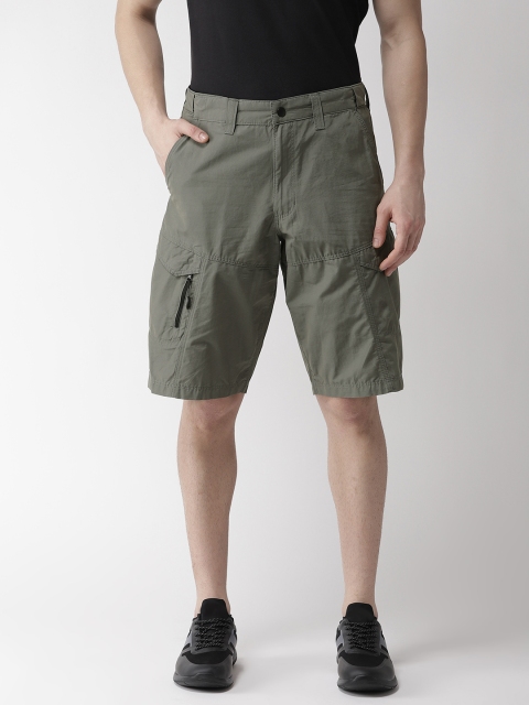 

Marks & Spencer Men Olive Green Solid Cargo Shorts