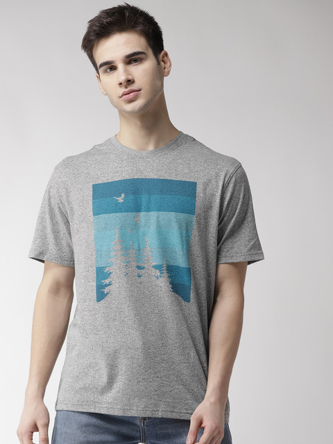 

Marks & Spencer Men Grey Melange Printed Round Neck T-shirt