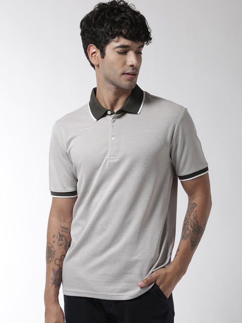 

Marks & Spencer Men Grey Solid Polo Collar T-shirt