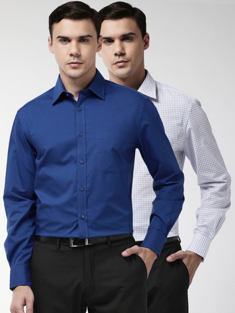 

Marks & Spencer Men Pack of 2 Regular Fit Formal Shirts, Navy blue