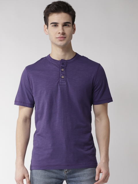 

Marks & Spencer Men Purple Solid Henley Neck T-shirt