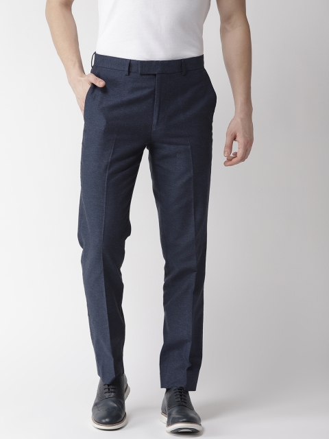 

Marks & Spencer Men Navy Slim Fit Solid Smart Casual Trousers, Navy blue