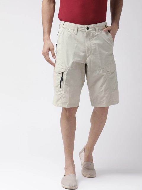 

Marks & Spencer Men Taupe Solid Regular Fit Cargo Shorts