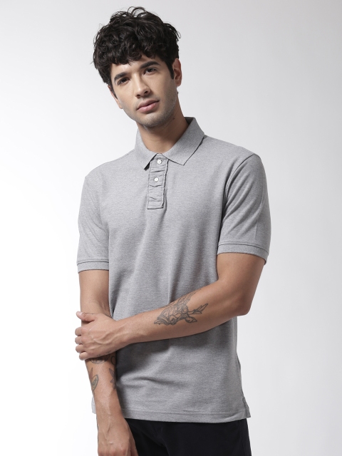 

Marks & Spencer Men Grey Melange Slim Fit Solid Polo Collar T-shirt