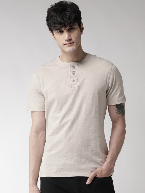 

Marks & Spencer Men Beige Solid Henley Neck T-shirt