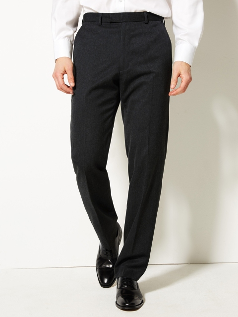 

Marks & Spencer Men Charcoal Grey Regular Fit Solid Formal Trousers