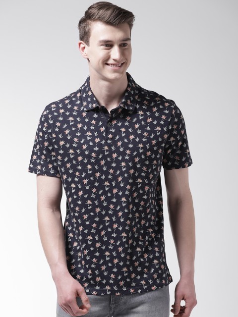 

Marks & Spencer Men Navy Blue & Green Printed Polo Collar T-shirt