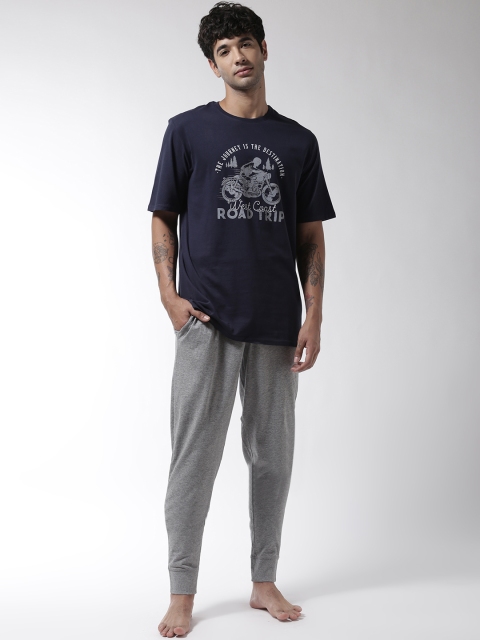 

Marks & Spencer Men Navy Blue & Grey Printed Night suit T073006I