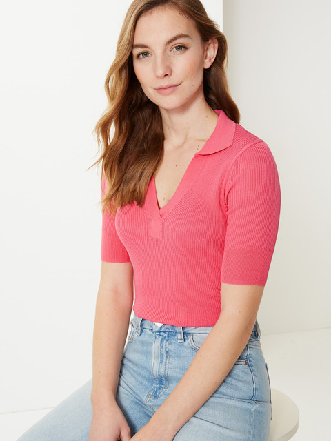 

Marks & Spencer Women Pink Solid Shirt Style Top