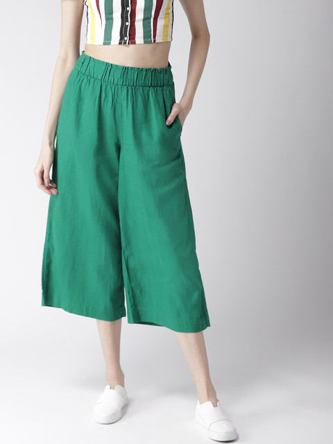 

Marks & Spencer Women Green Flared Solid Cropped Culottes