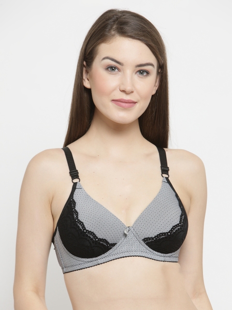 

PrettyCat Black Self Design Non-Wired Non Padded T-shirt Bra PC-BR-5159-BLK