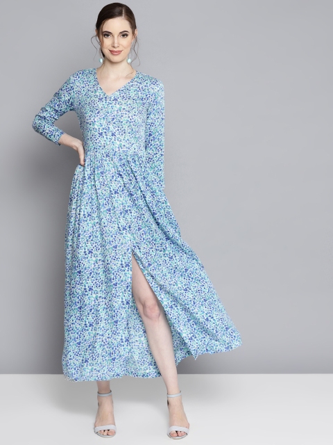 

Trend Arrest Women Blue & White Printed Maxi Dress