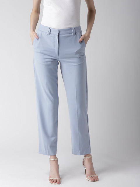 

Marks & Spencer Women Blue Straight Fit Solid Regular Trousers