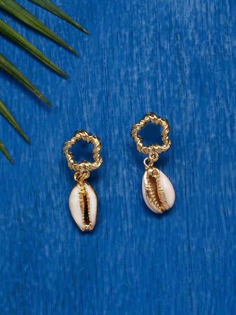 

Pipa Bella Off-White & Gold-Toned Quirky Drop Earrings