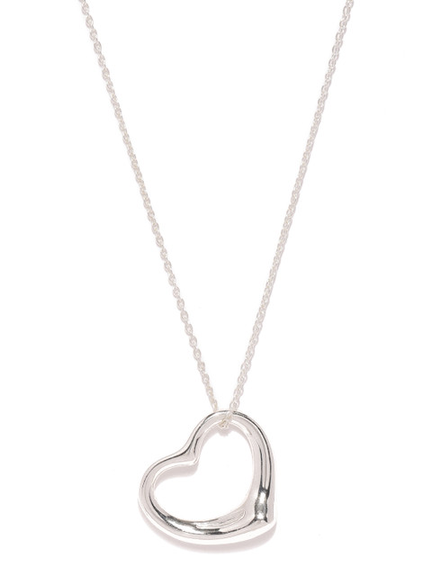 

Gehna Women Silver-Toned 925 Sterling Silver Heart Shaped Pendant with Chain