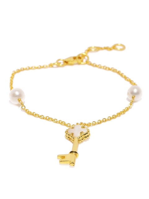 

Gehna Gold-Toned Sterling Silver Charm Pearl Bracelet