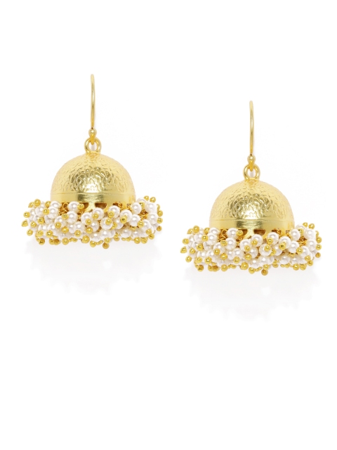 

Gehna 925 Sterling Silver Gold-Toned & White Dome Shaped Jhumkas